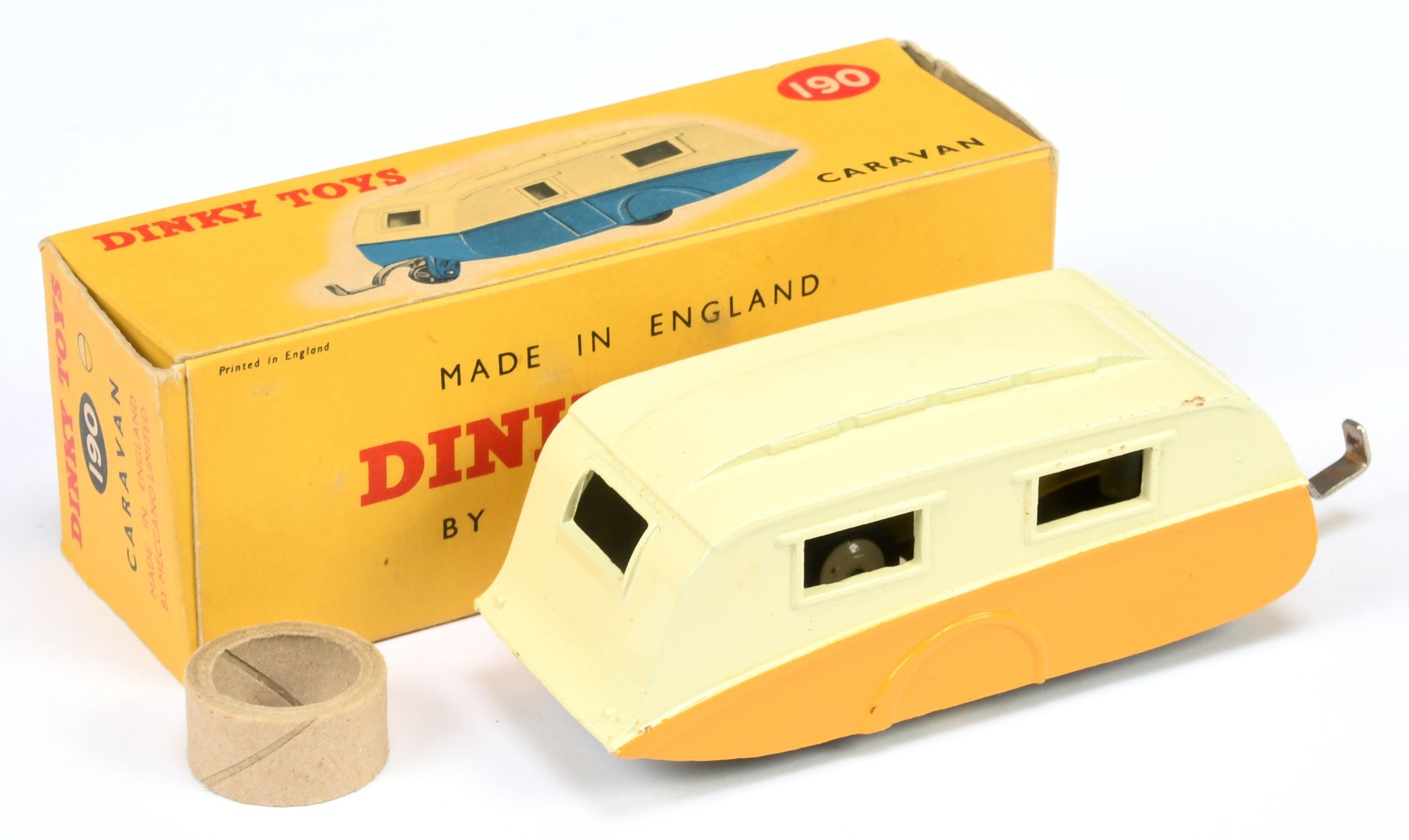 Dinky Toys 190 Caravan - Two-Tone Cream over yellow light beige, smooth black metal jockey wheel,... - Bild 2 aus 2