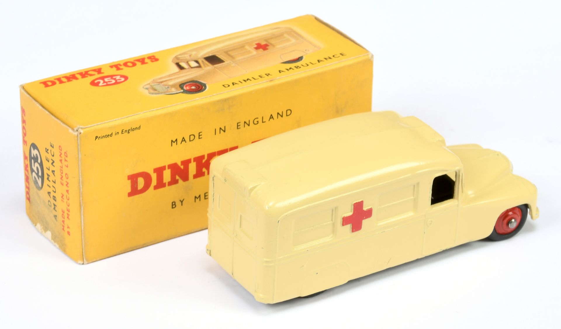 Dinky Toys 253 Daimler "Ambulance" - Cream body with red crosses on sides and rigid hubs, silver ... - Bild 2 aus 2
