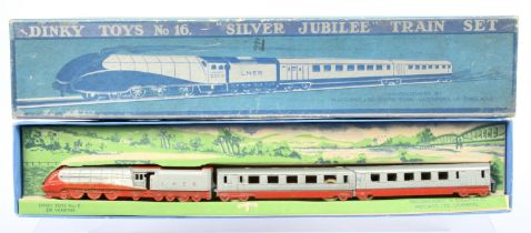 Dinky (Meccano) Pre-War 16 "Silver Jubilee" Set - containing "LNER" Locomotive - Silver and Red w...