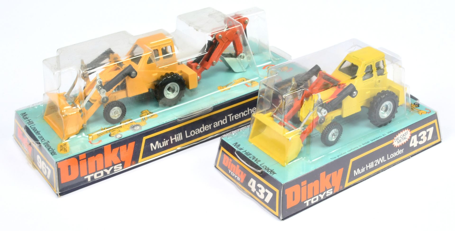 Dinky Toys 437 Muir-Hill 2-Wheel Loader "Taylor Woodrow" - Yellow, orange, cast hubs - and anothe...