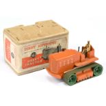 Dinky Toys 563 Heavy Tractor - Burnt Orange, Green metal rollers with rubber tracks, metal tow ho...