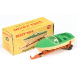 Dinky Toys 796 Healey Sports Boat On Trailer - Green, cream hull and steering wheel on orange tra...