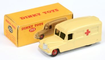 Dinky Toys 253 Daimler "Ambulance" - Cream body with red crosses on sides and rigid hubs, silver ...