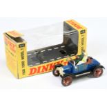 Dinky Toys 475 Ford Model T 1908 - Blue body, black chassis, maroon spoked wheels and 2 X Figures