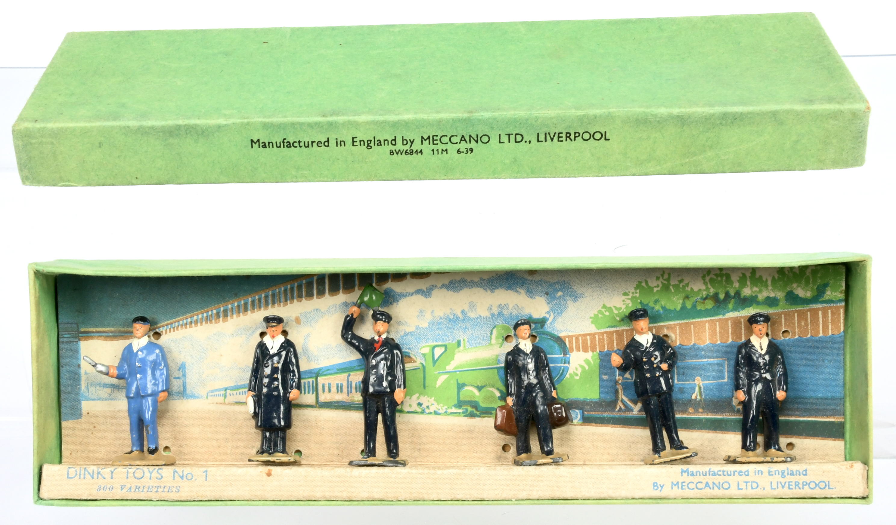 Dinky (Meccano)  Pre-War 1 "Station Staff" Figure Set -  Containing 6 pieces - Which are good to ...