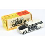 French Dinky Toys 1429 Peugeot 404 break "Police" - White and Navy blue, amber roof light, aerial...