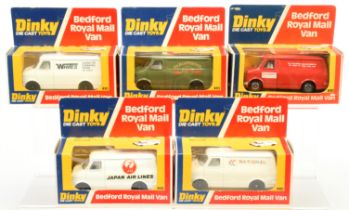 Dinky Toys 410/412 Bedford Promotional Vans  Group Of 5  -  (1) "Japan Air Lines", (2) "Whites", ...