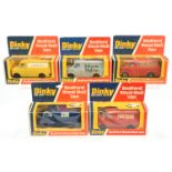 Dinky Toys 410 Bedford Promotional Vans Group Of 5 - (1) "Godfrey Davis", (2) "Sunblest", (3) "Ne...