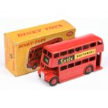 Dinky Toys 291 Doubles Decker Bus (Type 3) "Exide Batteries"  - Red body and rigid hubs with blac...