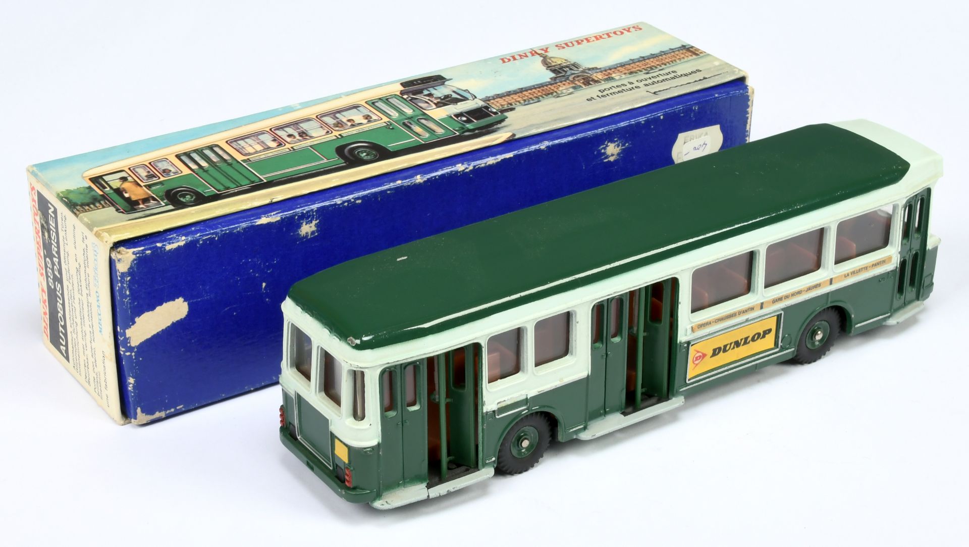 French Dinky Toys 889 Autobus Parisien - Two-Tone green, brown interior and concave hubs - Image 2 of 2