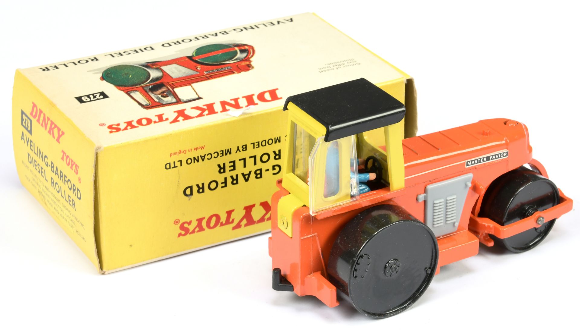 Dinky Toys 279 Aveling Barford Diesel Roller - orange body yellow cab with black roof, grey plast... - Bild 2 aus 2