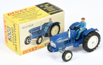 Dinky Toys 308 Leyland 384 Tractor - Blue body, white hubs and chimney stack, figure driver, silv...