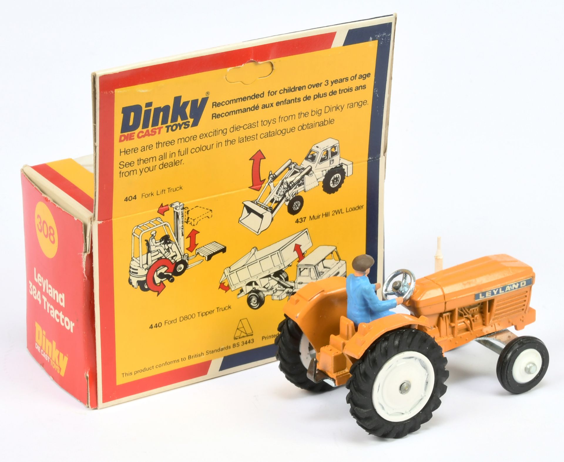 Dinky Toys  308 Leyland 384 Tractor - Orange body, white hubs (plastic to front including chimney... - Bild 2 aus 2