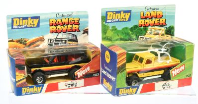 Dinky Toys 202 Land Rover "Customised" series - Yellow Body with black, orange and red side strip...