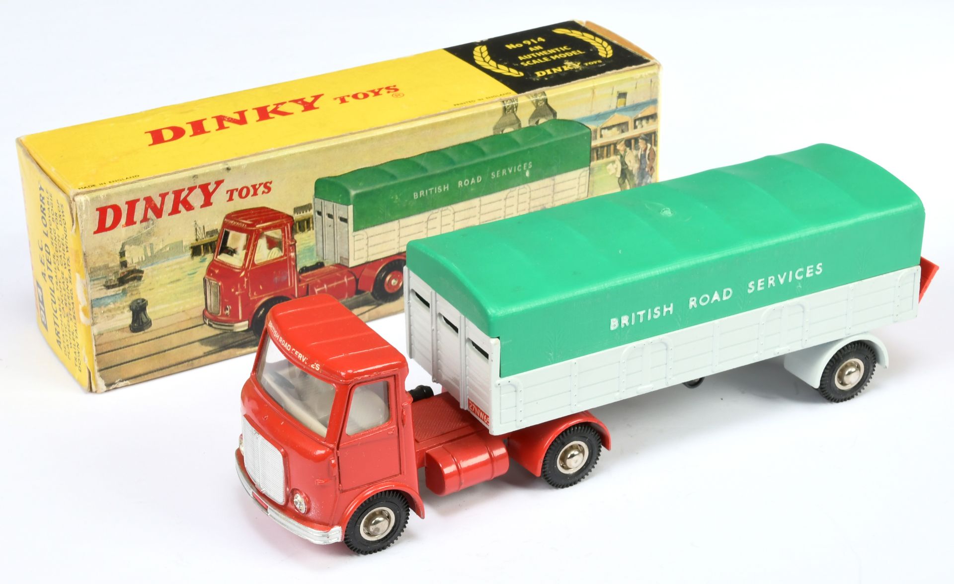 Dinky Toys 914 AEC Articulated Truck And Trailer "British Road Services" - Red Cab with white int...