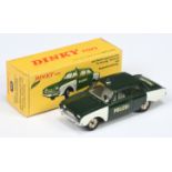 French Dinky Toys 551 Ford Taunus "Polizei" Car - Green and white, grey interior, blue roof light...