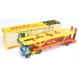 Dinky Toys 974 AEC Hoynor Car Transporter "Silcock & Colling Ltd" - Metallic blue cab with yellow...