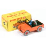 Dinky Toys 340 Land Rover - Orange body, green interior with plastic figure driver, silver trim, ...