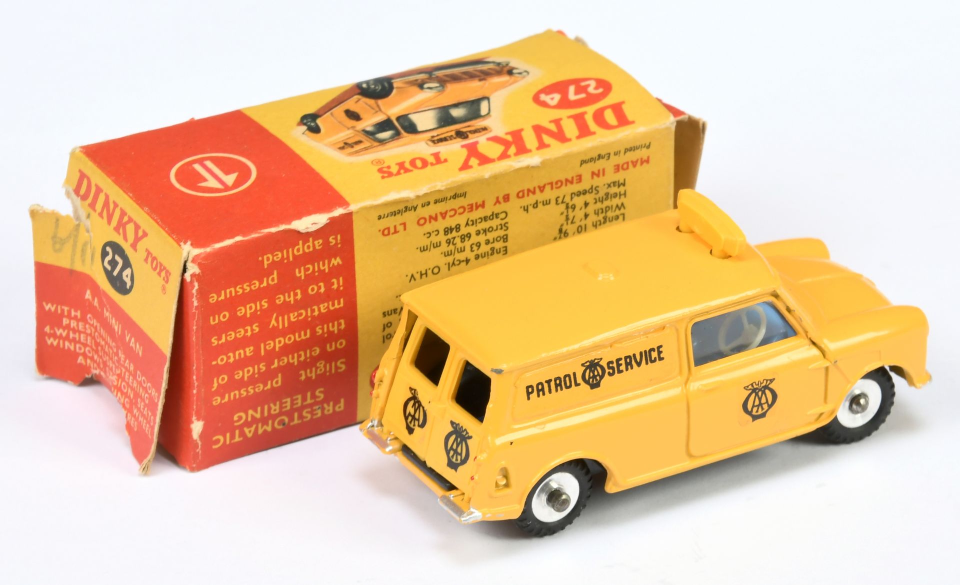 Dinky Toys 274 Mini "AA Patrol Service" - Yellow body, roof and sign, blue interior, silver trim ... - Image 2 of 2