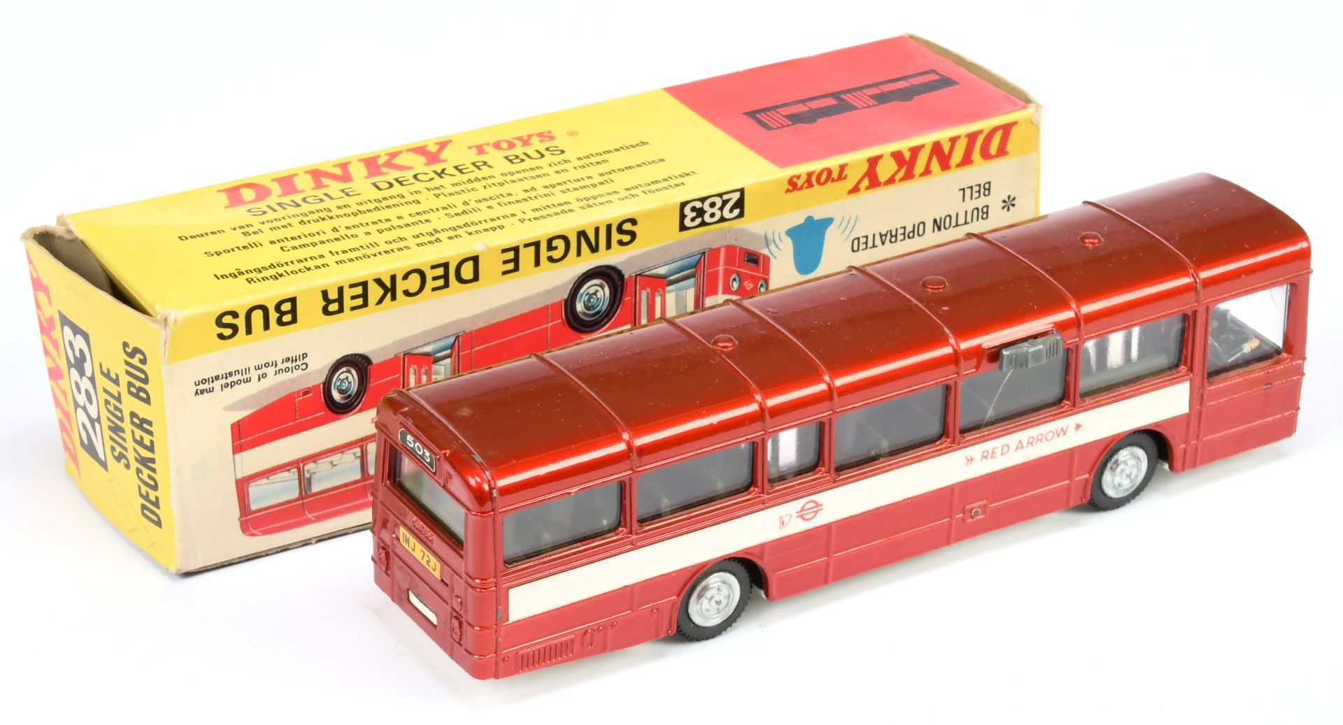 Dinky Toys 283 Single Decker Coach "Red Arrow" - Metallic red body, silver trim (interior super d... - Image 2 of 2