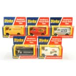 Dinky Toys 410 Bedford Promotional Vans Group Of 5 - (1) "Dunlop Cycle Tryes", (2) "Evening News"...