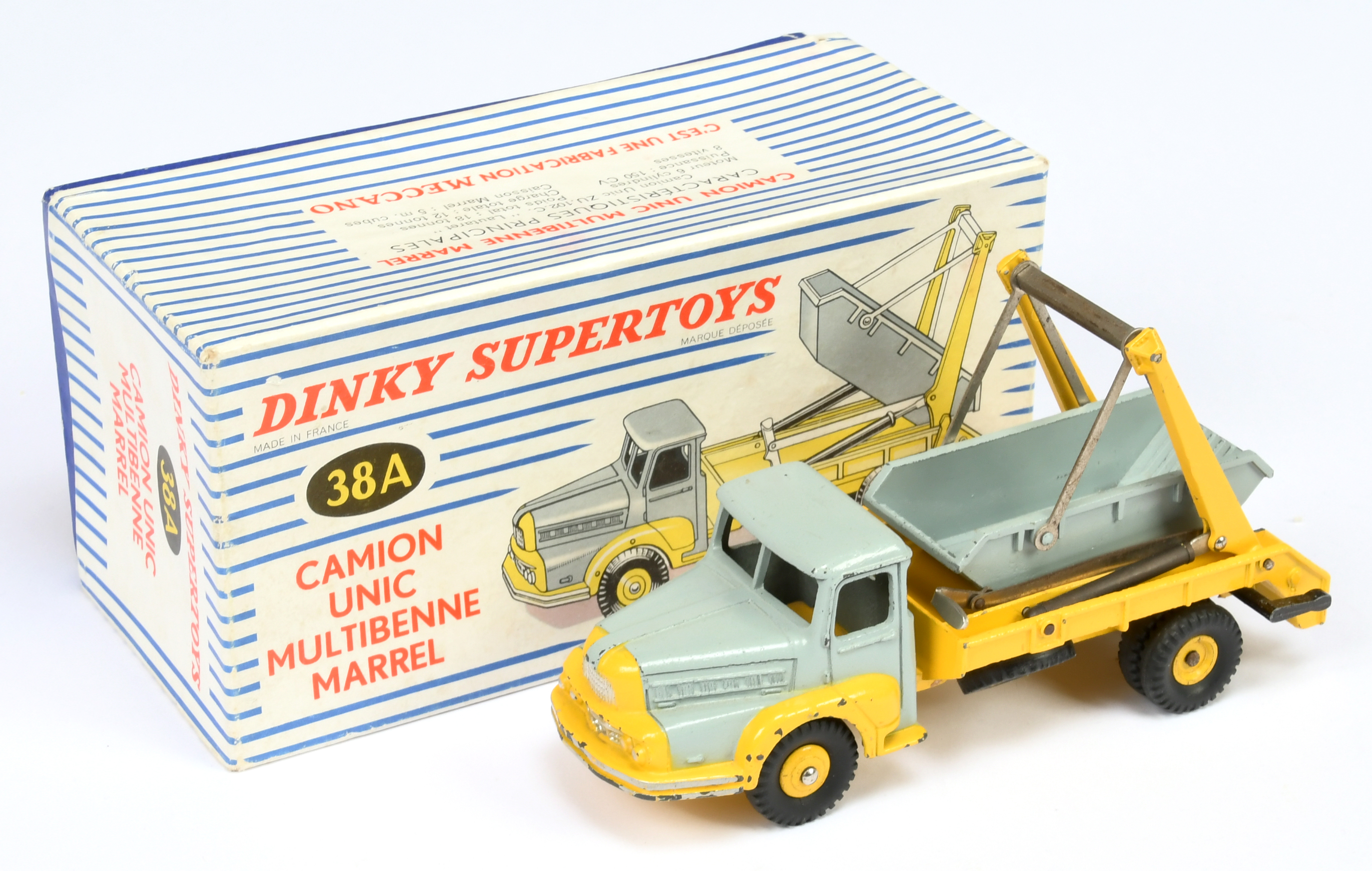 French Dinky Toys 38A Marrel Multi-Bucket - Grey, yellow including convex and concave hubs with ski