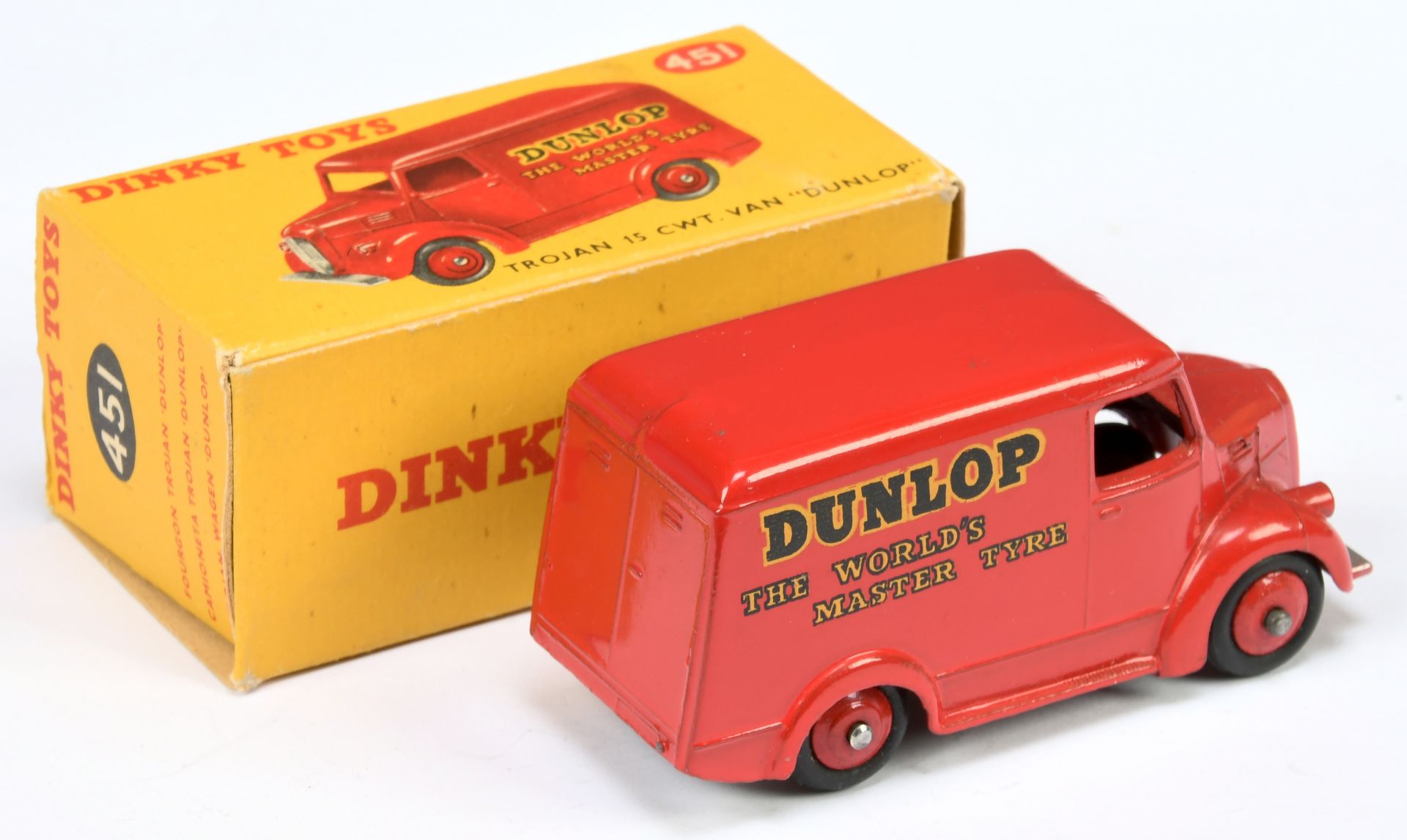 Dinky Toys 450 Trojan Van "Dunlop"  - Red including rigid hubs with smooth tyres, silver trim  - Bild 2 aus 2