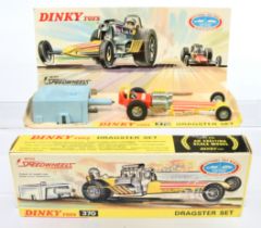 Dinky Toys 370 dragster Set - containing dragster - fluorescent body with yellow plastics, cast h...