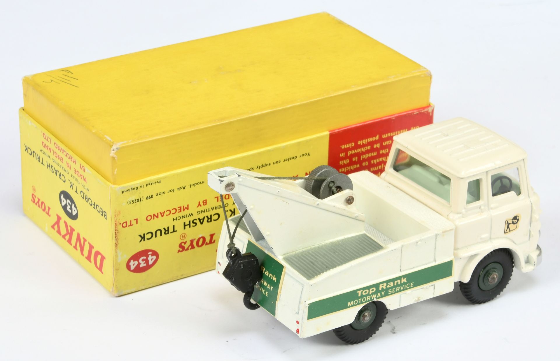 Dinky Toys 434 Bedford Tk Crash truck "Top Rank Motorway Services" - White cab and back, grey pla... - Image 2 of 2