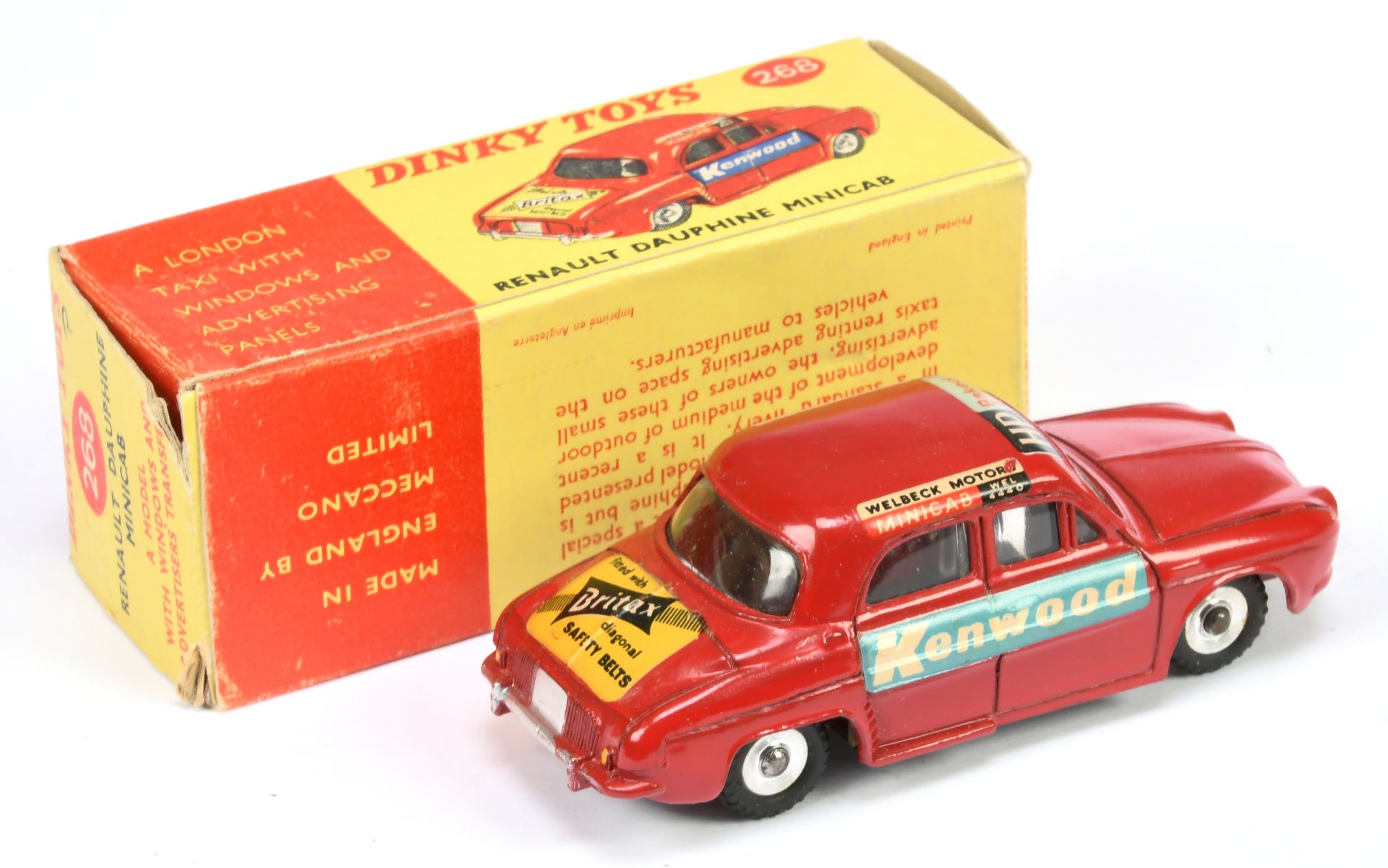 Dinky Toys 268 Renault Dauphine Minicab - red body with correct decals, silver trim and spun hubs  - Bild 2 aus 2