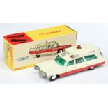 Dinky Toys 267 superior Cadillac "Ambulance" - White body, red lower sides, green tinted windows,...