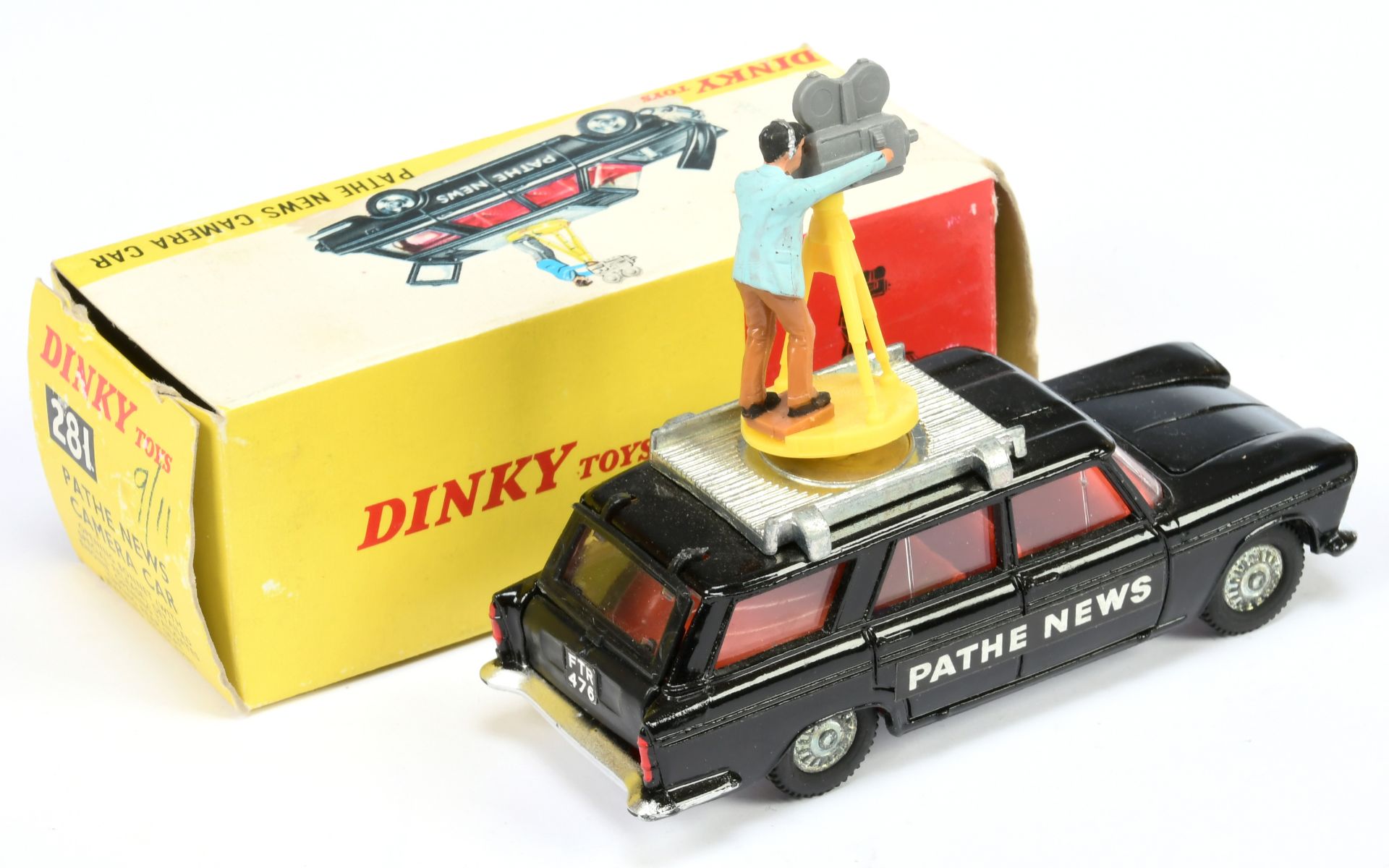 Dinky Toys 281 Fiat 2300 Station wagon "Pathe News" - Black body, red interior, silver trim. cast... - Image 2 of 2