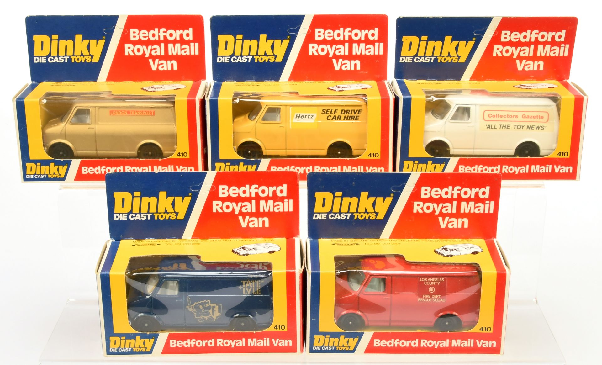 Dinky Toys 410/412 Bedford Promotional Vans  Group Of 5  -  (1) "Collectors Gazette", (2) "Hertz"...