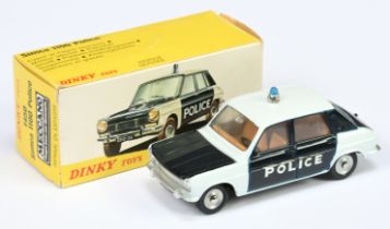 French Dinky Toys 1450 Simca 1100 "Police" car - White and Navy blue with tan interior, blue roof...
