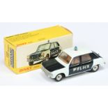 French Dinky Toys 1450 Simca 1100 "Police" car - White and Navy blue with tan interior, blue roof...