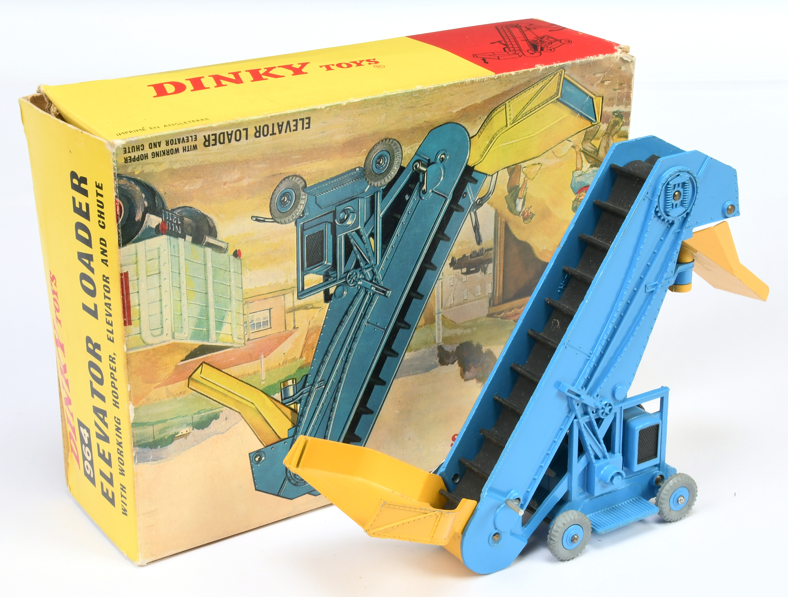 Dinky Toys 964  Elevator Loader - Mid-blue body including plastic hubs , yellow, black rubber belt  - Image 2 of 2