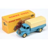 Dinky Toys 413  (30S) Austin Open Covered Wagon - Mid-blue cab and chassis, pale yellow rigid hub...