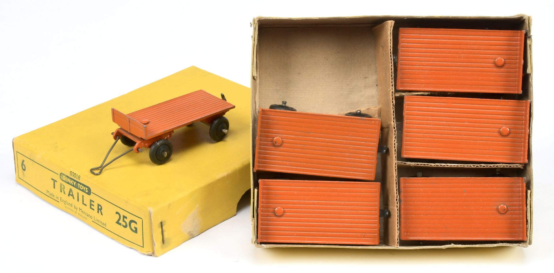 Dinky Toys Trade pack 25G Trailer - containing 6 example - Burnt orange, black rigid hubs and met...