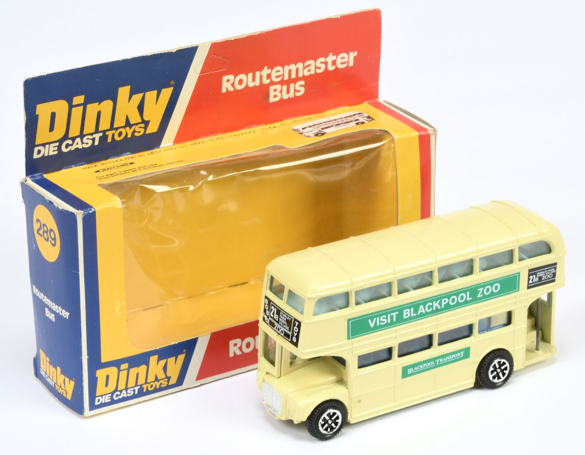 Dinky Toys  289 "Blackpool Transport" Routemaster bus with  "Visit Blackpool Zoo &  Blackpool Ill...