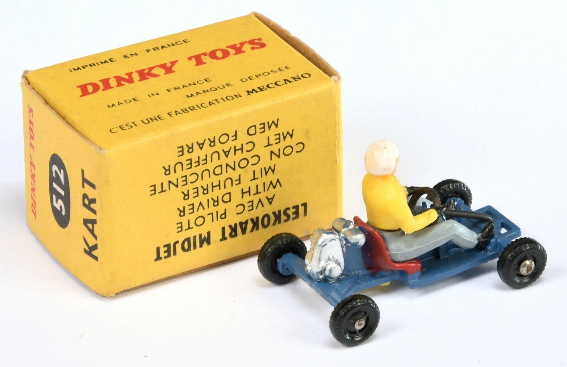 rench Dinky Toys 512 Leskokart - Blue with yellow  and grey driver, white helmet -  Excellent Plu... - Image 2 of 2