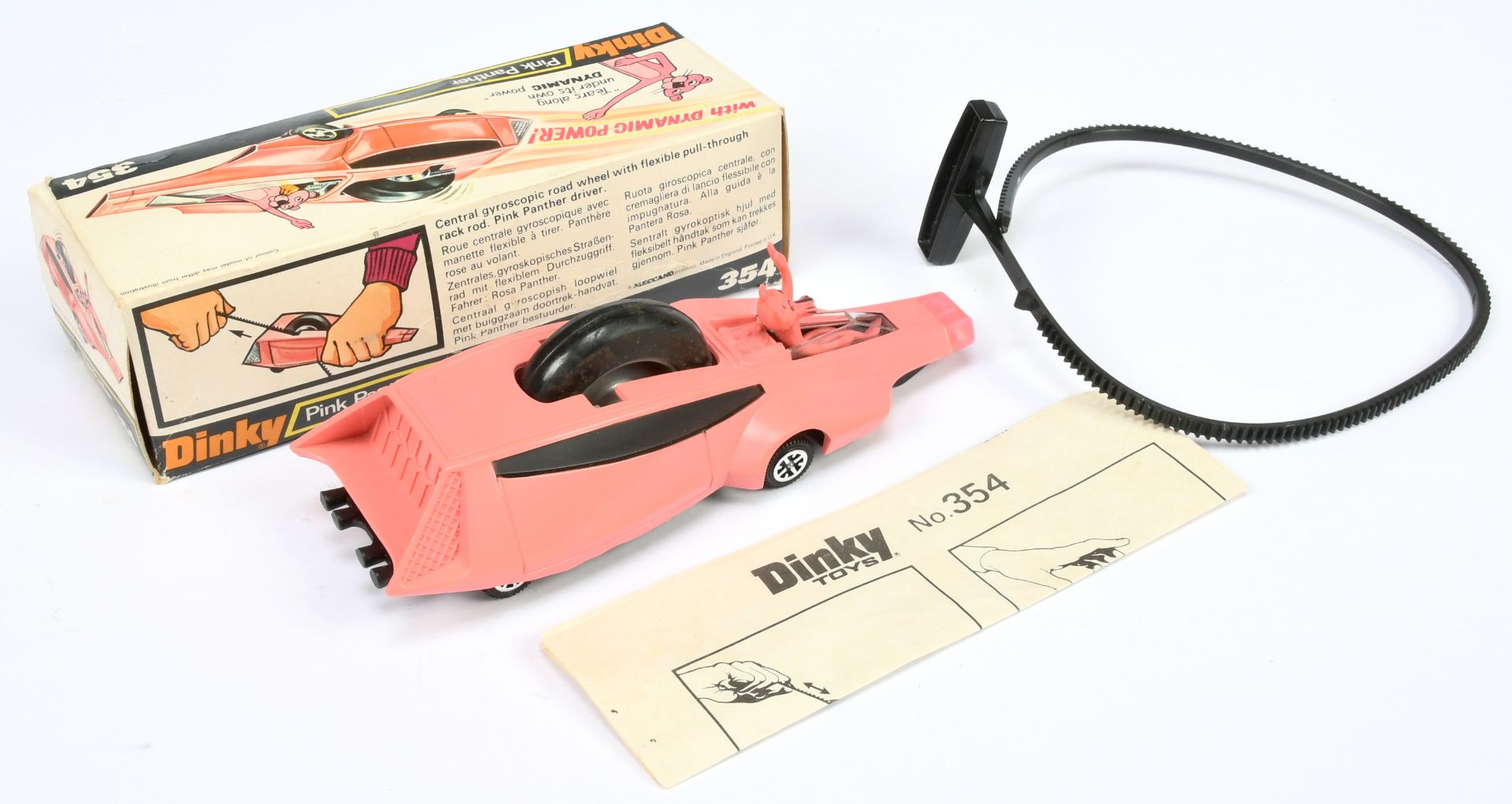 Dinky Toys 354 "The Pink Panther" Car (1st Issue) - Pink, black with pull cord and "Pink Panther"... - Image 2 of 2