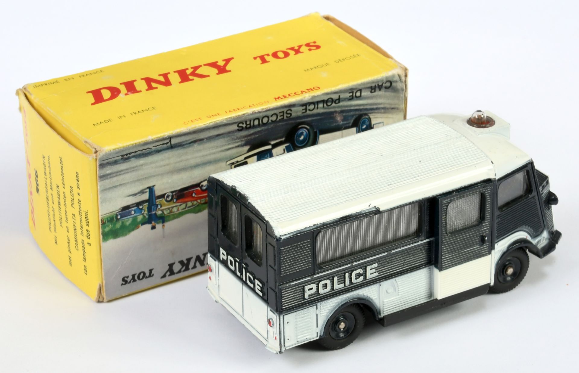 French Dinky Toys 566 Citroen Type H Van "Police" - Two-Tone navy blue and white, silver trim con... - Bild 2 aus 2