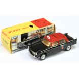 French Dinky Toys 1400 Peugeot 404 "Taxi" - Black body, red roof, light tan interior, roof box, s...