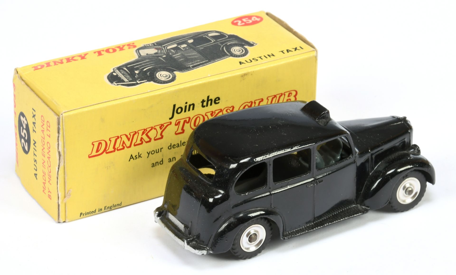 Dinky 254 Austin "Taxi" - Black body, grey base and interior, silver trim and chrome spun hubs - Image 2 of 2