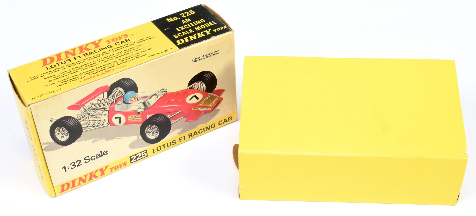 Dinky 225 Lotus F1 Racing Car - Metallic red body, blue engine, yellow rarer spoiler, figure driv... - Bild 2 aus 2