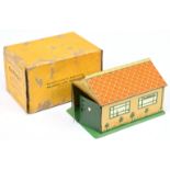 Dinky  (Meccano) Pre-War 45 Tinplate Garage - Green, cream, orange with opening front door