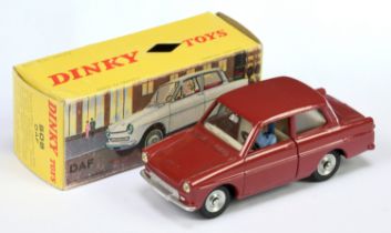 French Dinky Toys  508 DAF City Car - Dark red (maroon), ivory interior with figure, silver trim ...