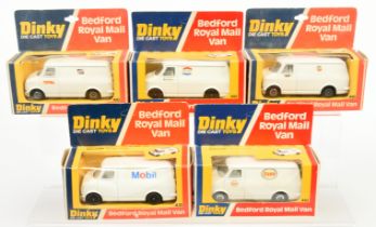 Dinky Toys 410 Bedford Promotional Vans Group Of 5 - (1) "Mobil", (2)"Esso" , (3) "Veglia", (4) "...