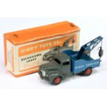 Dinky Toys 25X Commer Breakdown Lorry - Dark grey, blue back and jib, silver trim, reds rigid hubs 