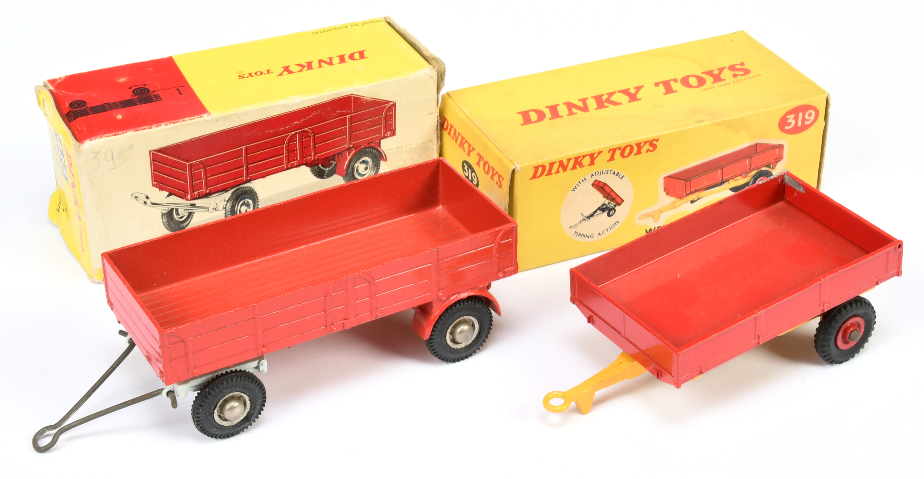Dinky Toys A Pair - (1) 319 Weeks trailer - Yellow and red including hubs and (2) 428 large Trail...